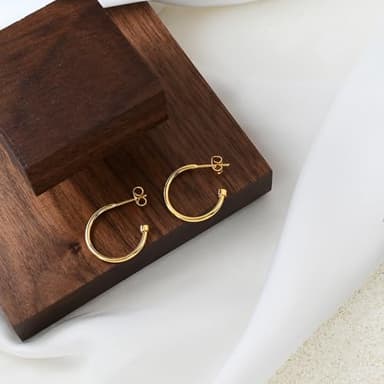 14K Gold Plated Hoop Earrings Minimalist Small Open Hoop Earrings for Women Golden Plated Earrings for Women - Image 6