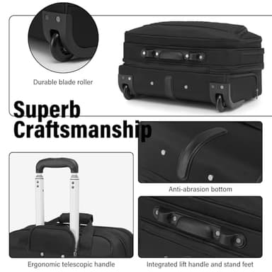 Coolife Rolling Laptop Briefcase 17.3 Inch Laptop Case Roller Computer Bag with Wheels Mobile Office Computer Brief - Image 5