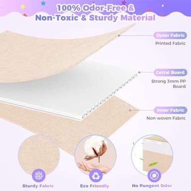 Extra Large Toy Storage Box with Lid, Collapsible Sturdy Toys Chest Storage Organizer Bin Basket with Divider for Kids, Boys, Girls, Closet, Playroom, Bedroom, Nursery, 40"X14"X16", Beige & White - Image 4