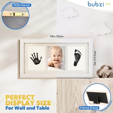 Bubzi Co Baby Handprint Kit & Footprint Photo Frame for Newborn Girls and Boys, Unique Baby Shower Gifts Set for Registry, Memorable Keepsake Decorations for Room Wall or Nursery Decor (White) - Image 4