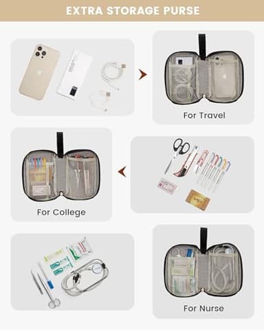 LOVEVOOK Laptop Backpack for Women, 15.6 Inch Work Laptop Bag with USB Port, Fashion Teacher Nurse Backpack Purse, Waterproof Travel Computer Backpack with Organizer Bag, 2PCS, Beige-Black - Image 7