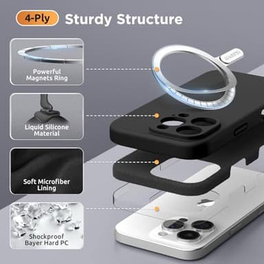 SURPHY Designed for iPhone 16 Pro Max Case Compatible with MagSafe (6.9 inch 2024), Liquid Silicone Phone Case (Camera Protective, Soft Microfiber Lining), Black - Image 5