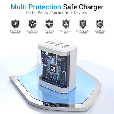 TT&C USB C Block 40W, 4 Ports Wall Plug Fast Charging Block, PD+QC Multiport Power Adapter USB C Charger Type C for iPhone 17, 17 Air, 17 Pro, 17 Pro Max, 16,15,14,13,12, Galaxy Phones (White 2Pack) - Image 2