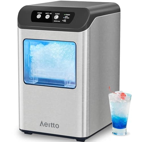 Aeitto Nugget Ice Maker Countertop, 55 lbs/Day, Chewable Ice Maker, Rapid Ice Release in 5 Mins, Auto Water Refill, Self-Cleaning, Stainless Steel Housing Ice Machine, Black - Image 1
