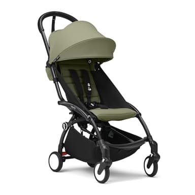 Stokke YOYO3 Stroller from 6 Months - Includes Black Frame/Olive Seat Cushion + Canopy - Folds in & Out in a Flash - Light & Compact - Carry-On Compatible - Image 1