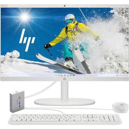 HP 2025 New 22 Inch All-in-One Desktop Computer • Intel CPU • Ultra-Quiet Design • Microsoft Office Trial • Wi-Fi 6 • White KB & Mouse • WOWPC Recovery USB • Windows 11 (20GB RAM | 1TB SSD) - Image 1