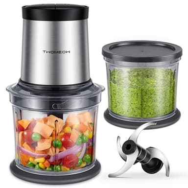 TWOMEOW Food Processor 4 Cup, Electric Food Chopper, 【Small but Powerful】Meat Grinder with 2 Bowls, 2 Speed & 4 Blades for Vegetable, Meat, Nuts, Functions for Chopping, Dicing, Mixing and Puree - Image 1