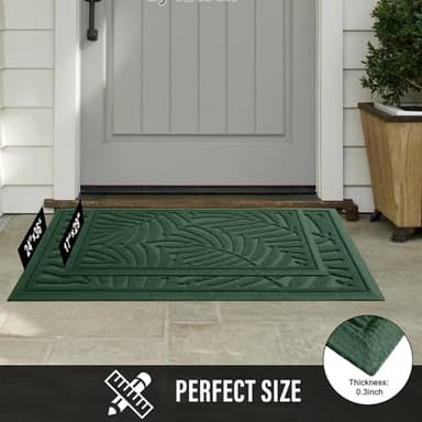 HIYARD Front Door Mat, Absorbent Resist Dirt Welcome Door Mat Indoor Outdoor, Waterproof Doormat, Sturdy Non Slip Backing, Fade Resistant, Low Profile Entry Mat for Entryway, 36×24, Green - Image 7