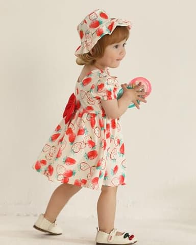 Baby Girl Dresses 6 9 12 Month Girl Clothes Summer Toddler Ruffle Red Short Sleeve Boho Swing Sundress Infant Spring Casual Dress Two Piece Outfit - Image 4