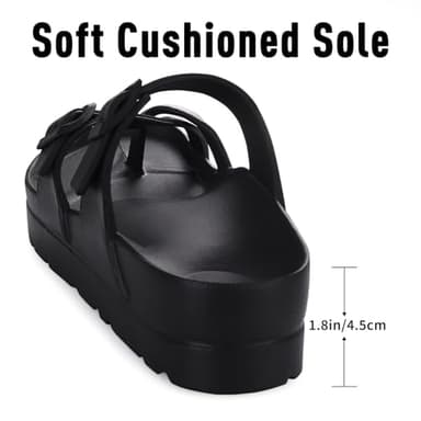 Goosecret Women's Platform Sandals with Arch Support Comfortable Foam Slides Summer Beach Sandals with Adjustable Buckle Black, 38 - Image 6