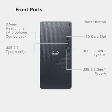 Dell Inspiron Business Desktop | Intel Core i7-12700 Processor (12 cores, 4.9 GHz)| 32GB RAM & 1TB PCIe SSD & 1TB HDD|HDMI, USB-C, Wi-Fi 6, Bluetooth, RJ-45| Keyboard & Mouse Included| Windows 11 Pro - Image 3