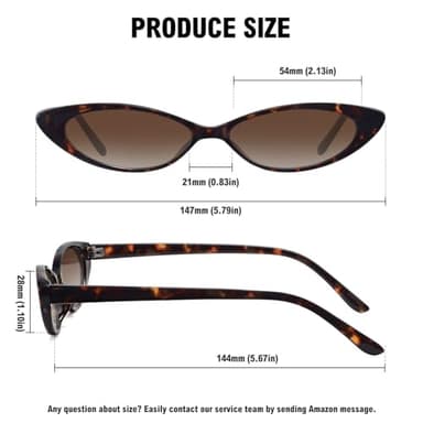 STORYCOAST Retro Cat Eye Sunglasses for Women Vintage 90S Trendy Small Frame Sun Glasses Skinny Oval Shades UV400 Protection Tortoise Frame-Gradient Brown Lens - Image 4