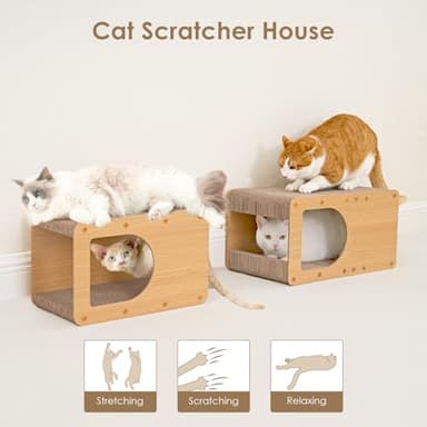 EHEYCIGA Cardboard Cat Scratcher House, 17-Inch Corrugated Cat Scratcher for Indoor Cats, Kitten Scratching Board Pad, Brown - Image 8