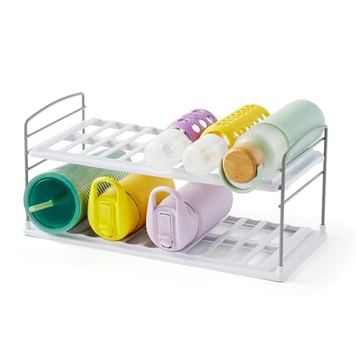 YouCopia UpSpace Water Bottle and Travel Mug Cabinet Organizer, Adjustable Storage Rack for Kitchen Organization, 2-Shelf Wide - Image 1