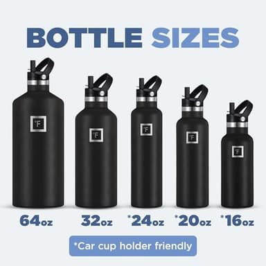 IRON °FLASK Camping & Hiking Hydration Canteens - 3 Lids (Narrow Straw Lid) Leak Proof Vacuum Insulated Stainless Steel - Hot & Cold Double Walled Sports Water Bottle - Black Marquina, 24 Oz - Image 6