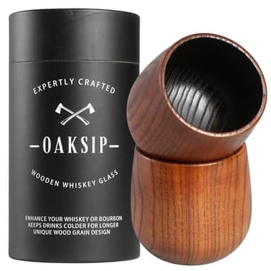 The Original Charred Wooden Bourbon Drinking Glass Bourbon Gifts for Men | Whiskey Glasses For Dad | Great Whiskey Gifts for Men Who Have Everything | Perfect Presents For Boyfriend or Dad (2 Pack) - Image 1
