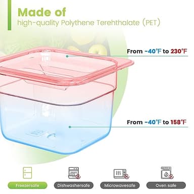 HNEDSEN 12 Pack Plastic Food Pan with Lid 1/6 Size 4 Inch Deep Restaurant Clear Food Storage Containers Polycarbonate Commercial Hotel Pans for Fruits Vegetables Beans Corns (12 PCS, 4'' Deep) - Image 3