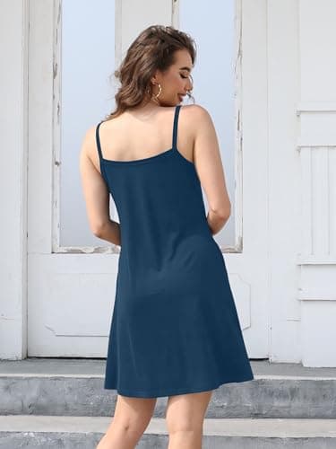 ETCYY Women's Summer Dresses 2025 Casual Sleeveless V Neck Loose Cover Up Beach Sundresses with Pockets(XL.Blue) - Image 5