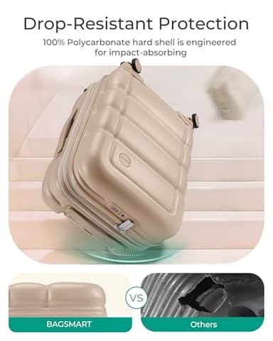BAGSMART Carry on Luggage with Spinner Wheels, 22x14x9 Carry On Luggage Airline Approved With TSA Lock, Durable Hard Shell Carry On Suitcase 20 inch, Flaxen Almond - Image 6