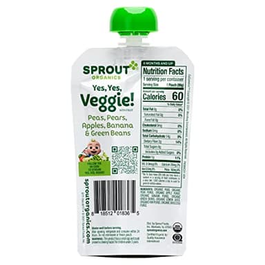 CoComelon Sprout Organic Baby Food, Toddler Pouches, Yes, Yes, Veggie, Fruits, Grains, 3.5 Oz(Pack of 12) - Image 5