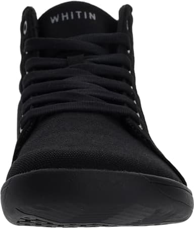 WHITIN Men's Wide High Top Minimalist Barefoot Shoes Casual Canvas Sneakers Zero Drop Sole Size 11 Boots Fitness Fashion Walking All Black 45 - Image 2