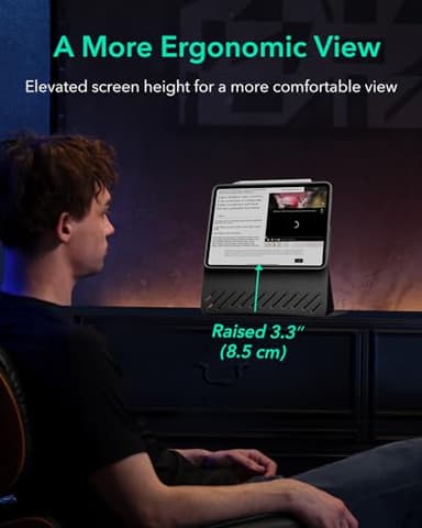 ESR for iPad Pro 11 Inch Case (M4) 2024 5th Gen, Rotating Case with Removable Magnetic Cover, Adjustable Portrait/Landscape Stand with Raised Screen View, 9 Standing Angles, Shift Series, Black - Image 5