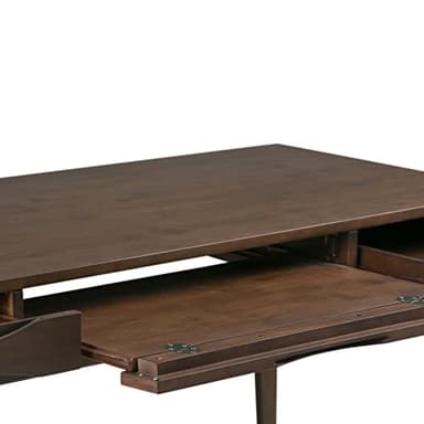 SIMPLIHOME Harper Desk - 60-Inch Wide Solid Hardwood Writing Desk in Walnut Brown, Mid-Century Modern Home Office Computer Table for Workspace or Study with 2 Drawers and Flip-Down Keyboard Tray - Image 8