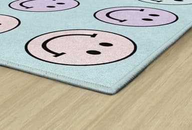 Flagship Carpets Schoolgirl Style Pastel Rainbow Smileys Criss-Cross Applesauce Educational Area Rug for Kids Room, Children's Classroom for Teaching and Playroom, 7'6" x 12', Multi, Seats 28 - Image 4