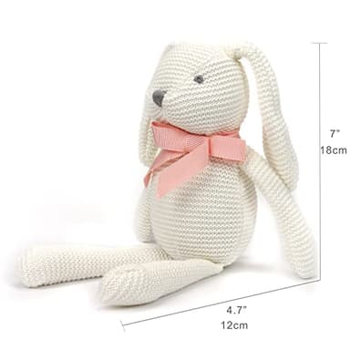 FLUFFYFUN Organic Baby Toys White Bunny Rabbit Stuffed Animal for Newborn 7.1" - Image 2