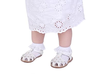 EPEIUS 6 Pair Pack Toddlers Baby-Girls Eyelet Frilly Lace Socks Princess Ankle Socks White/Pink/Ivory/Green/Purple/Grey 12-24 Months,Toddler Shoe Size 5-9 - Image 2