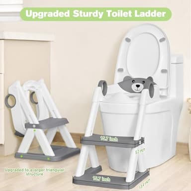COOSEYA Toilet Seat, Potty Training Seat for Toddler, Upgraded 2-in-1 Potty Toilet Training for Boys and Girls,Waterproof Cushioned Mat with Non-Slip Step Stool - Image 3