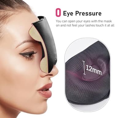 LitBear 100% 22 Momme Mulberry Silk Sleep Mask - 3D Contoured Eye Mask for Men & Women, Soft Breathable Sleeping Mask with Adjustable Strap, Perfect Blocks Light for Sleeping (Black) - Image 2