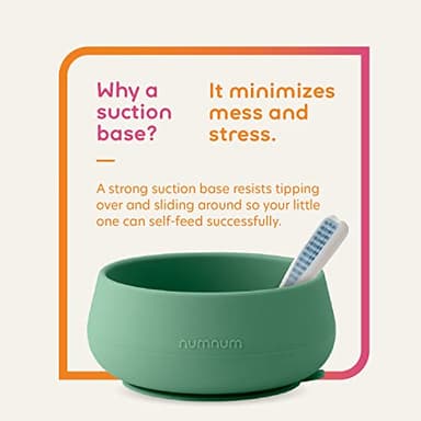 NumNum Suction Bowls for Babies & Toddlers, Extra Strong Non-Slip Suction, 100% Food-Grade Silicone, BPA-Free, Microwave & Dishwasher Safe, Baby-Led Weaning Bowls for 4+ Months, 2-Pack Blue/Green - Image 3