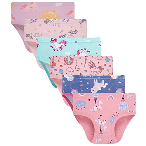 Boboking Little Girls' Undies Kids Soft 100% Cotton Panties Underwear (Pack of 6) 5-6yrs Pink - Image 1