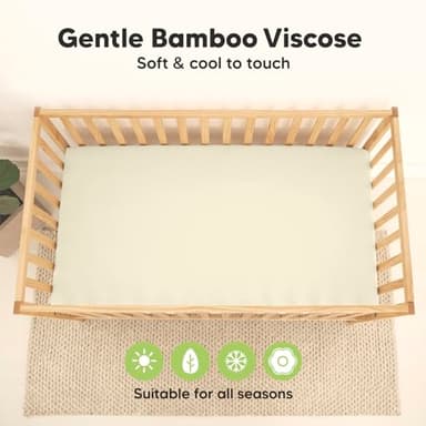 2-Pack Waterproof Baby Crib Sheets for Boys, Girls - 52x28 Viscose Derived from Bamboo Toddler Bed Sheet Neutral, Fitted Crib Mattress Protector Cover for Baby Bedding, Soft & Gentle (Avocado) - Image 4