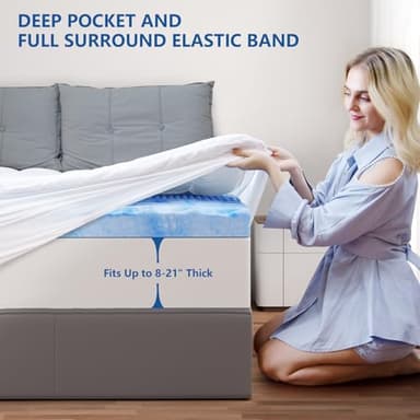 KAYFIA Mattress Topper Full with Dual Layer 3 Inch Memory Foam, 2 Inch Cooling 7-Zone Gel Memory Foam Plus 1 Inch Down Alternative Pillow Top Mattress Topper,Deep Pocket, Support for Back Pain Relief - Image 7