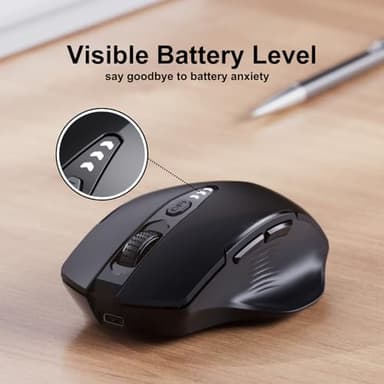 Wireless Mouse,Upgraded 2.4GHz Rechargeable (Battery Level Visible) Ergonomic Computer Mouse,4 Levels DPI, Wireless Mice for Laptop Computer(Matte Black) - Image 3