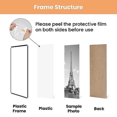 upsimples 18x24 Picture Frame Black 3 Pack, Scratch-Proof Poster Frames 18 x 24 for Photo Gallery - Slide-In Strips, Horizontal or Vertical Wall Mounting - Image 5