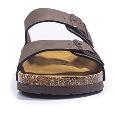 FITORY Mens Sandals, Arch Support Slides with Adjustable Buckle Straps and Cork Footbed Brown Size 10 - Image 2
