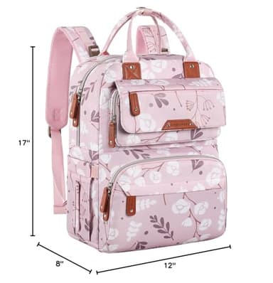 Diaper Bag Backpack for Baby Girl, Multifunction Waterproof Diaper Bag for Mom Dad, Large Pink Floral Baby Diaper Bags, Baby Essentials Travel Bag with Stroller Straps, Large Capacity, Stylish - Image 9