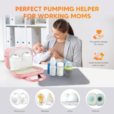 PIIOSER Breastmilk Cooler Bag with Ice Pack, Compatible with Wearable Breast Pumps & Accessories - Portable Pumps Carrying Case for Nursing & Working Moms, Pink - Image 4