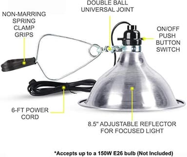 Simple Deluxe 150W Reptile Ceramic Heat Bulb with 8.5 Inch Clamp Lamp and Digital Thermostat Controller Combo Set for Incubating Chicken & Amphibian Pet, 2 Pack - Image 4