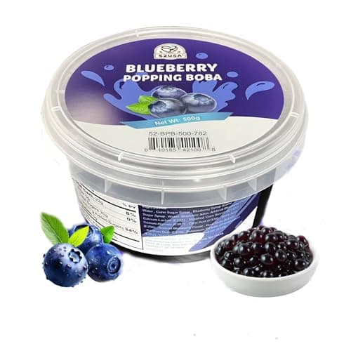 52USA Blueberry Popping Boba (500g), Popping Pearls for Bubble Tea, Beverages, Sweets, Ice Cream, Shakes, Desserts & Smoothies Topping, 1.1 Pound (Pack of 1) - Image 1