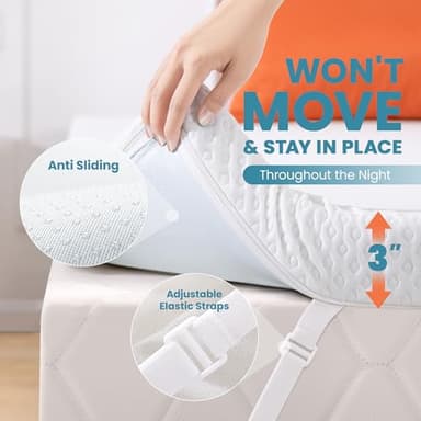 Memory Foam Mattress Topper Twinxl Size, AprLeaf 3 Inch Cooling Mattress Topper with Removable Cover, Medium Firm Mattress Topper for Back Pain Comfort Sleep - Image 5