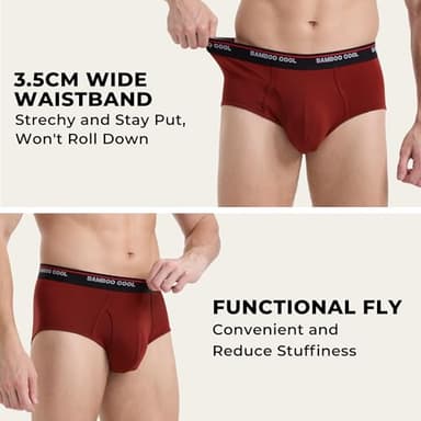 BAMBOO COOL Mens Breathable Soft Underwear Open-fly Classic Briefs, Tag-free, 6 Pack - Image 2