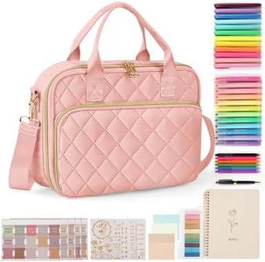Bible Journaling Kit – Quilted Bible Cover Case for Women, 31 Highlighters, 75 Tabs, Bible Study Supplies & Christian Gift for Women and Teens (Shoulder Strap, Blush Pink - Image 3