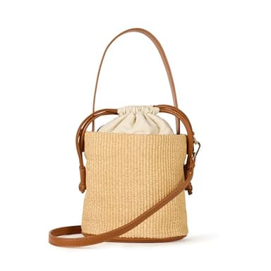 The Drop Women's Dallas Bucket Bag Cognac/Natural Straw, One Size - Image 1