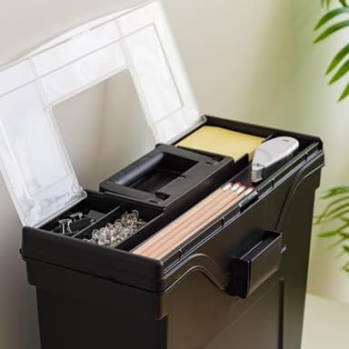 IRIS USA Slim Portable Letter/Legal File Tote Box, 4 Pack, BPA-Free Plastic Storage Bin with Organizer-Lid, Durable, Secure Lid and Handle, Black - Image 7