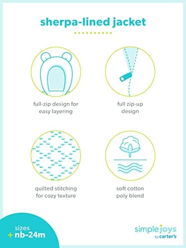 Simple Joys by Carter's Baby Girl's Hooded Sweater Jacket with Sherpa Lining Outerwear, pink, 12 Months - Image 5