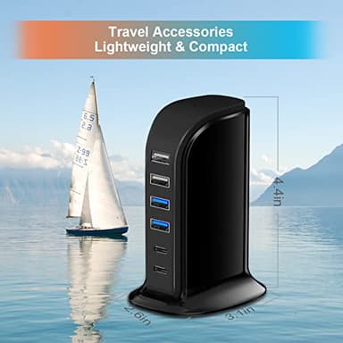 USB C Charger Block Upoy, Chargers for Multiple Devices Dual Type C 45W Total, 6 Ports USB Charging Station for iPhone, Ipad, Iwatch, Desk Accessories & Workspace Organizers - Image 4